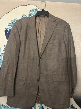 Men's Herringbone Light Gray Sport Coat - Classic Notch Lapel Blazer